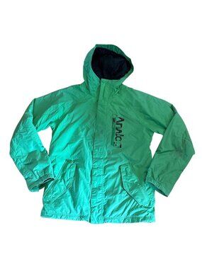 Analog Green Hooded Jacket Mens Size Lg With Front Pockets & Logo Accents